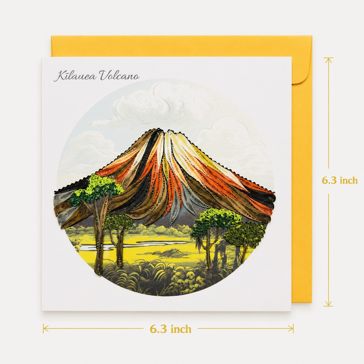 Handcrafted Kilauea Volcano Landscape Quilling Card