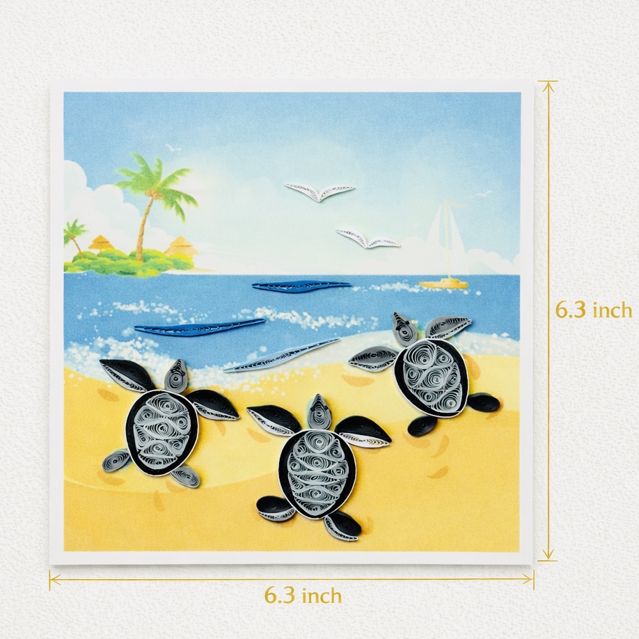 Handcrafted Baby Sea Turtles Quilling Card