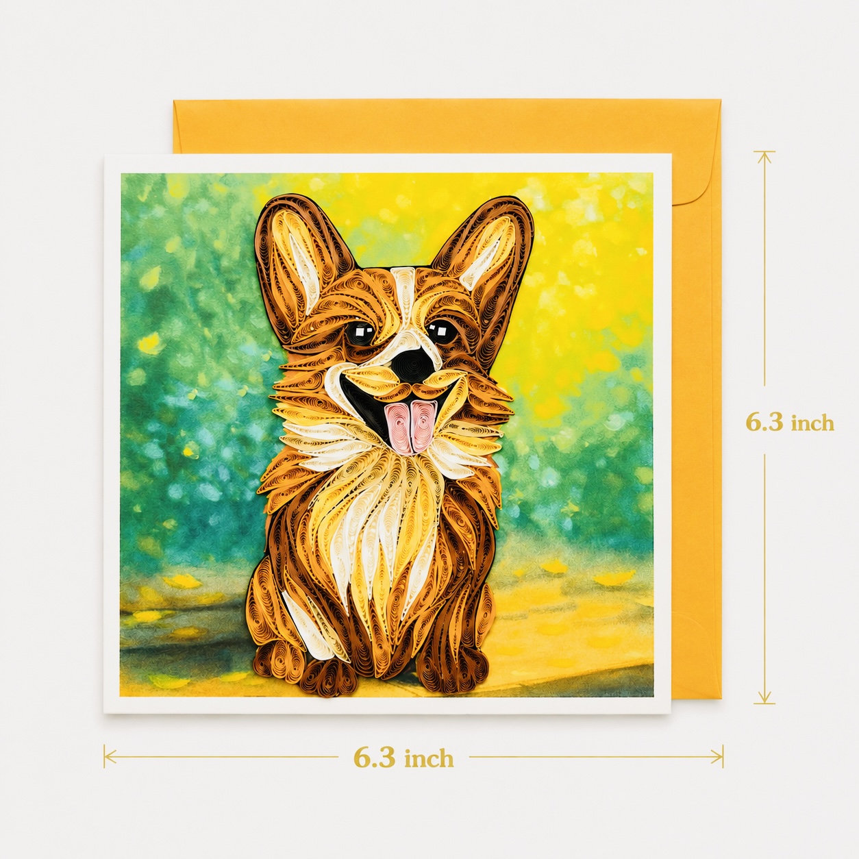 Handcrafted Corgi Quilling Card