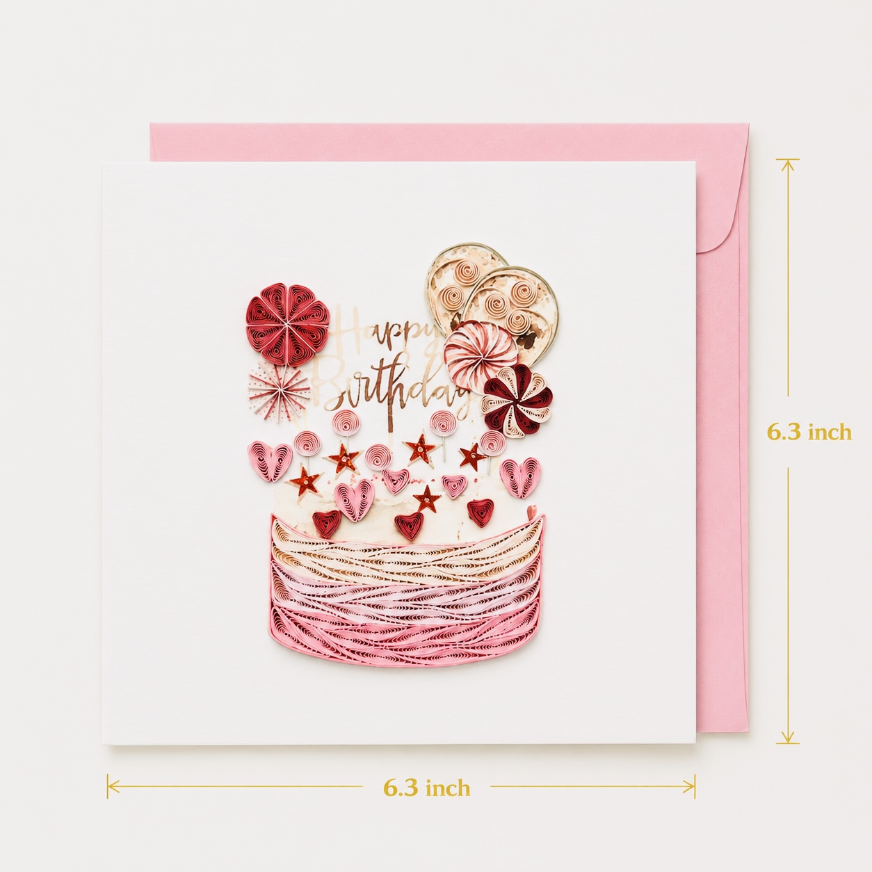 Handcrafted Birthday Cake Quilling Card