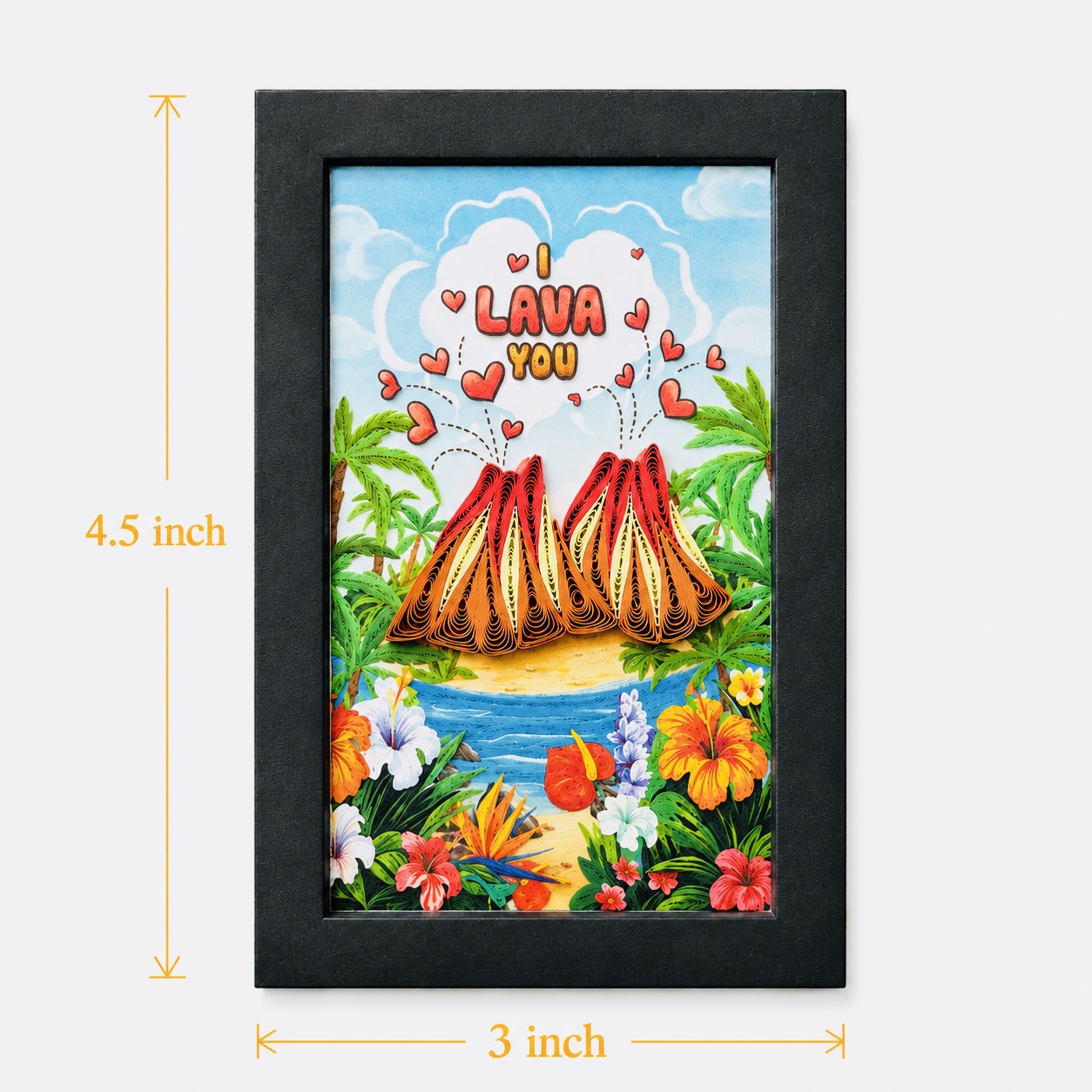 Handcrafted I Lava You Volcano Quilling Magnet