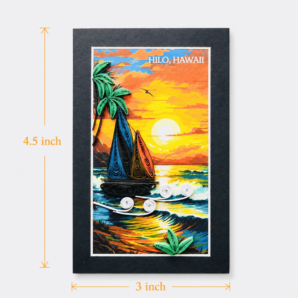 Handcrafted Sunset Sailboat Quilling Magnet