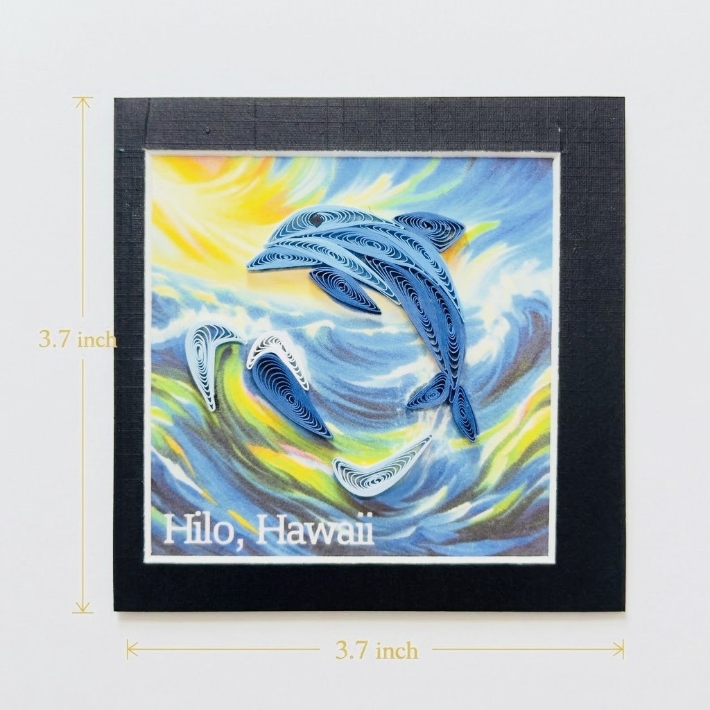 Handcrafted Hawaiian Dolphin Quilling Magnet
