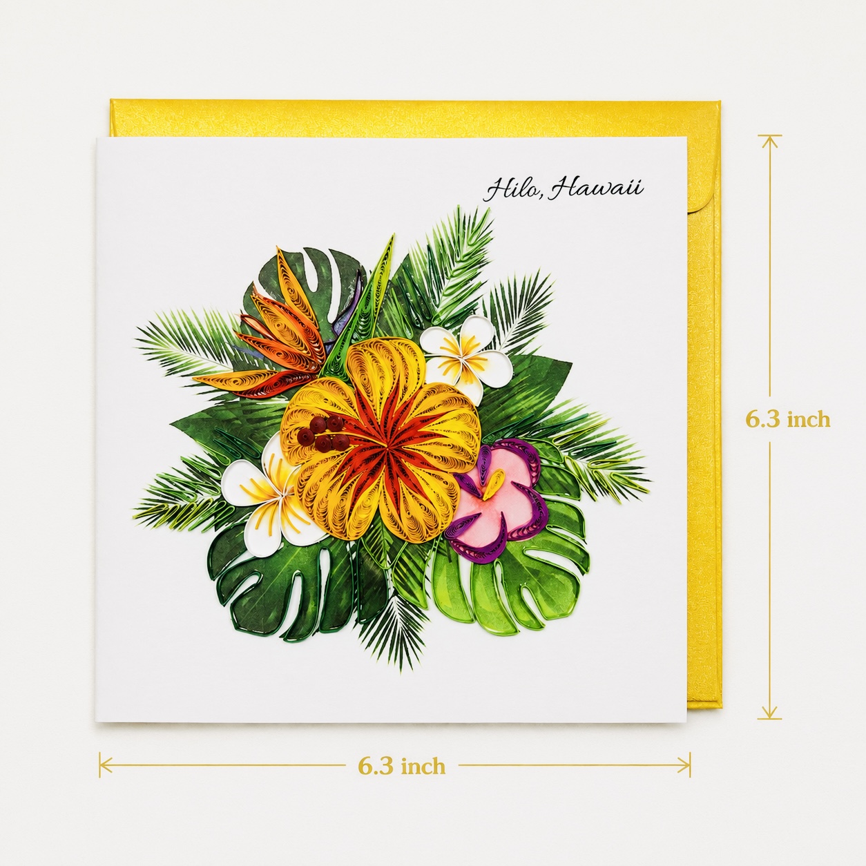 Handcrafted Hawaiian Tropical Flowers Quilling Card