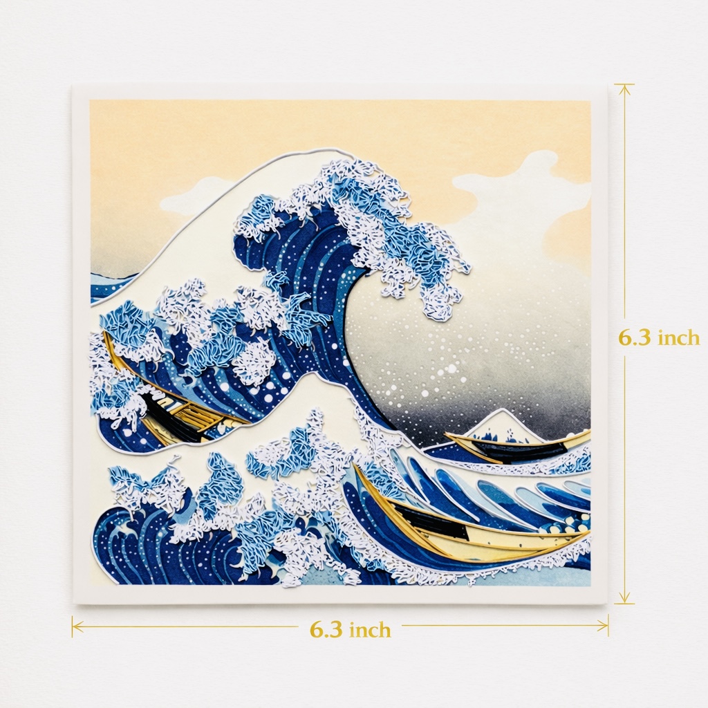 Handcrafted The Great Wave off Kanagawa Quilling Card