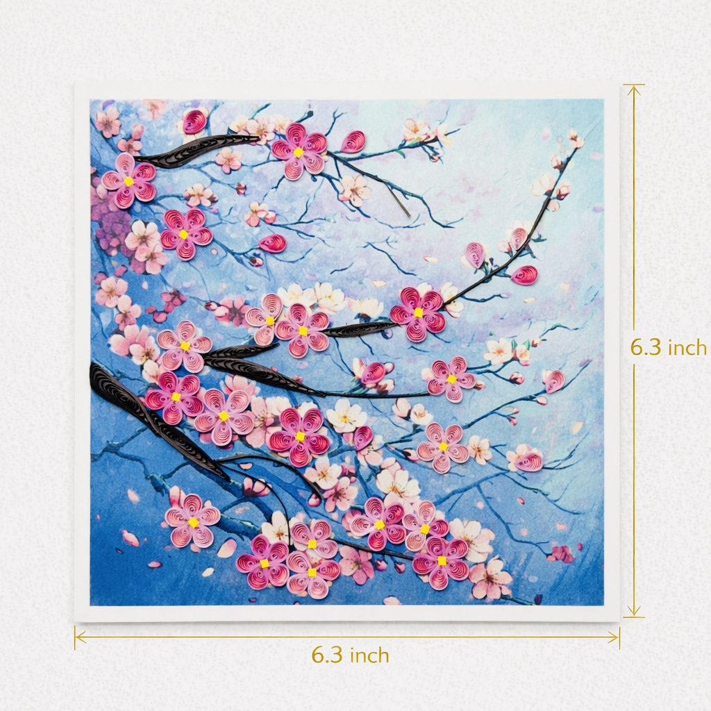 Handcrafted Cherry Blossom Quilling Card