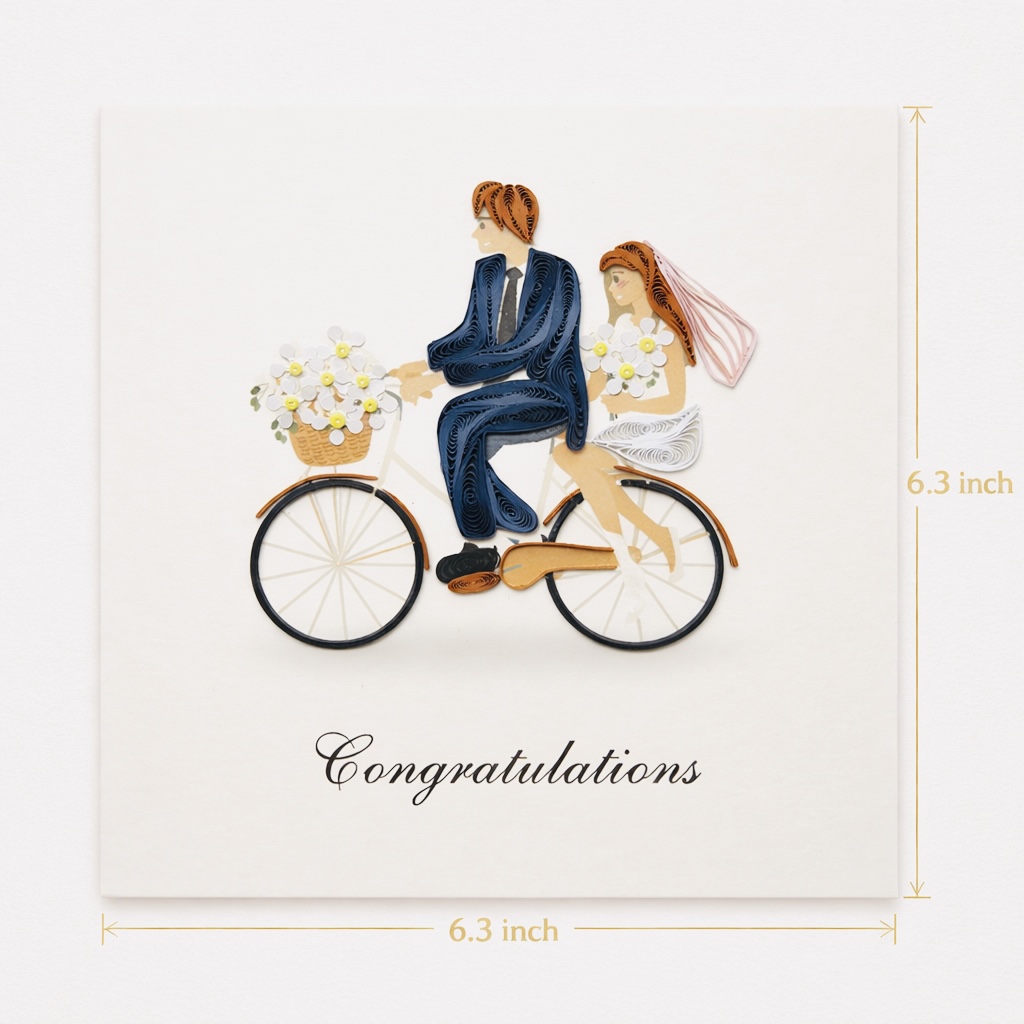 Handcrafted Wedding Bicycle Quilling Card