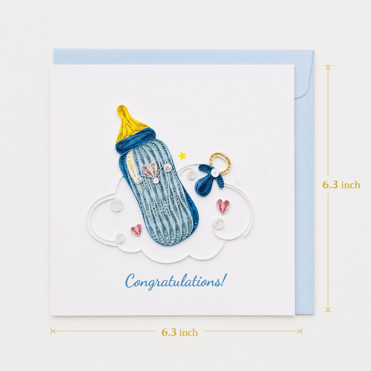 Handcrafted Baby Boy Bottle Quilling Card
