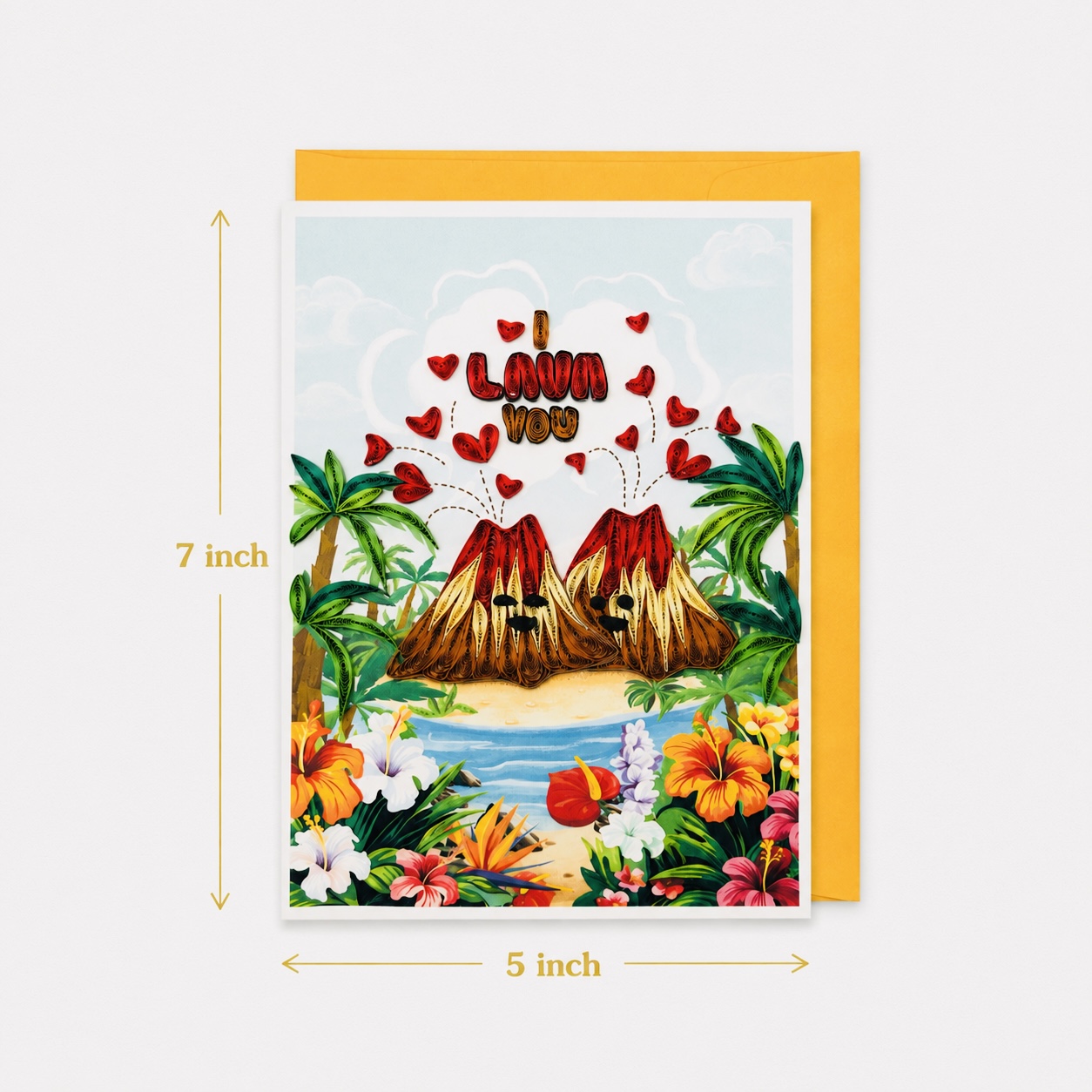 Handcrafted Hawaiian Love Birds Quilling Card