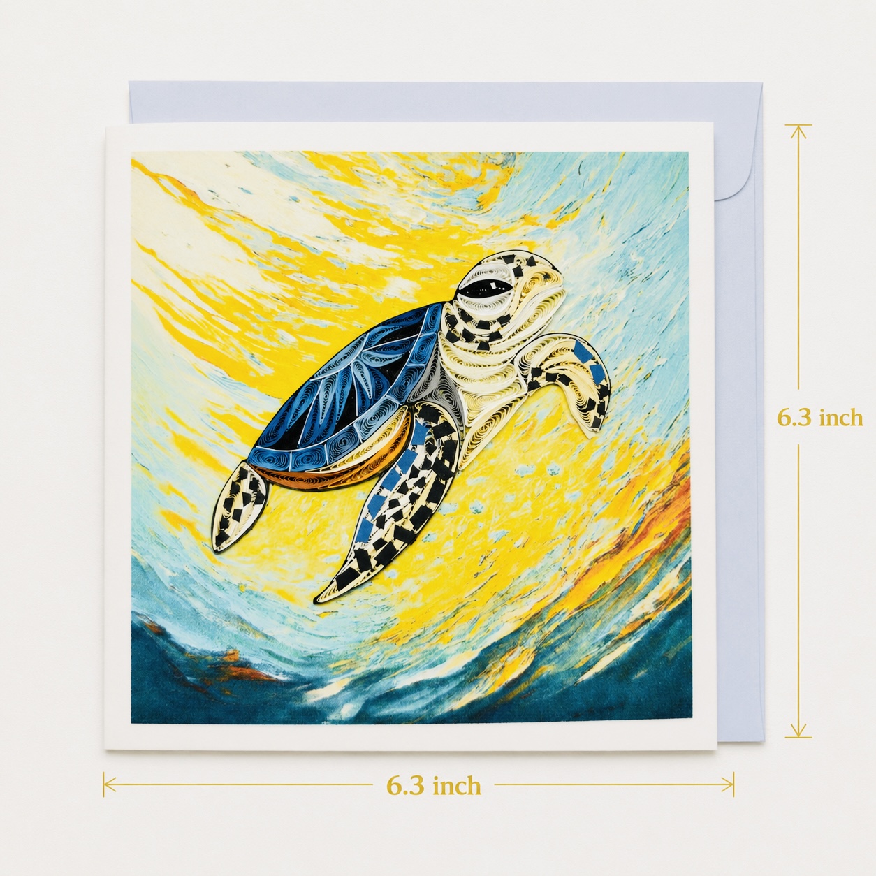 Handcrafted Hawaiian Sea Turtle Quilling Card