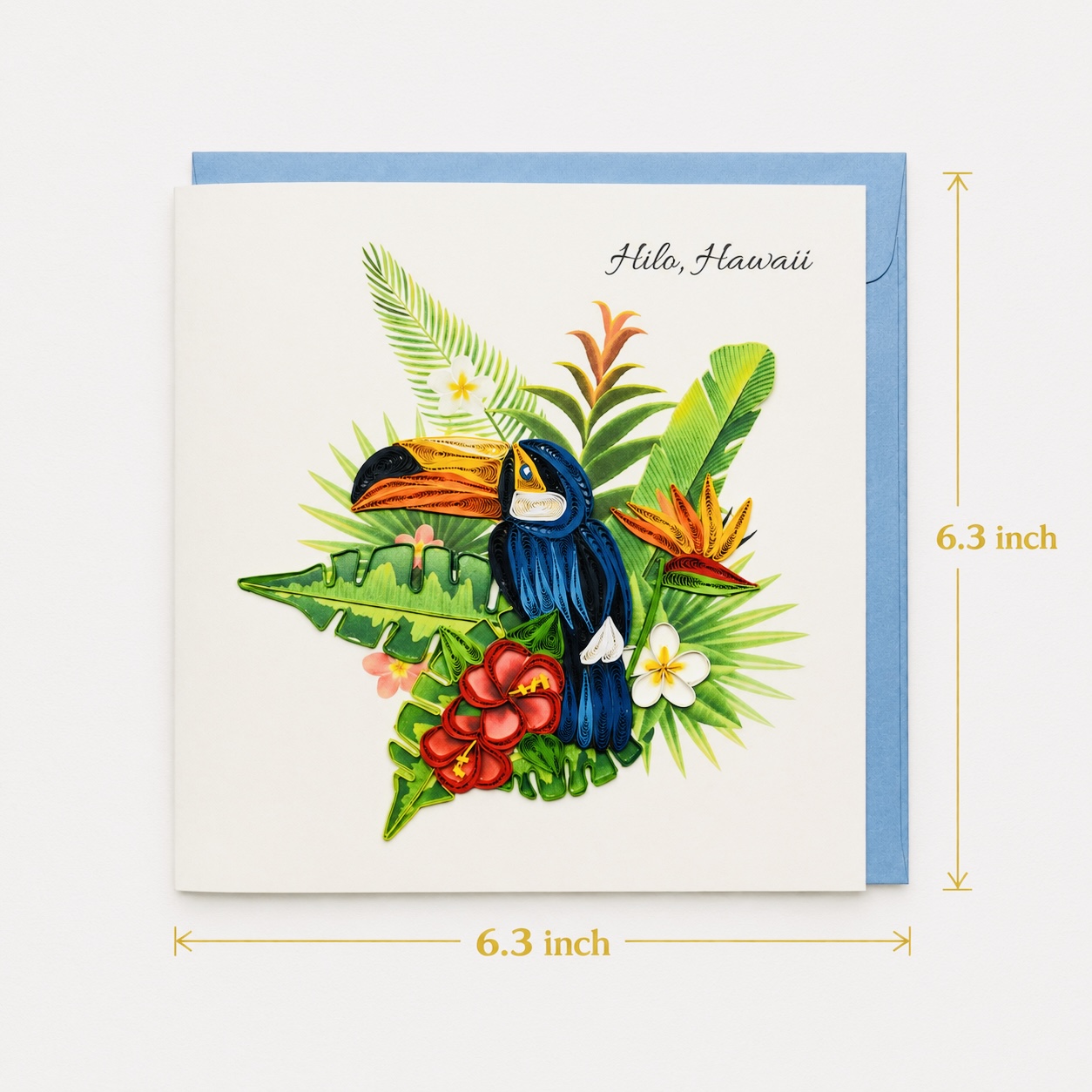 Handcrafted Hawaiian Toucan Quilling Card