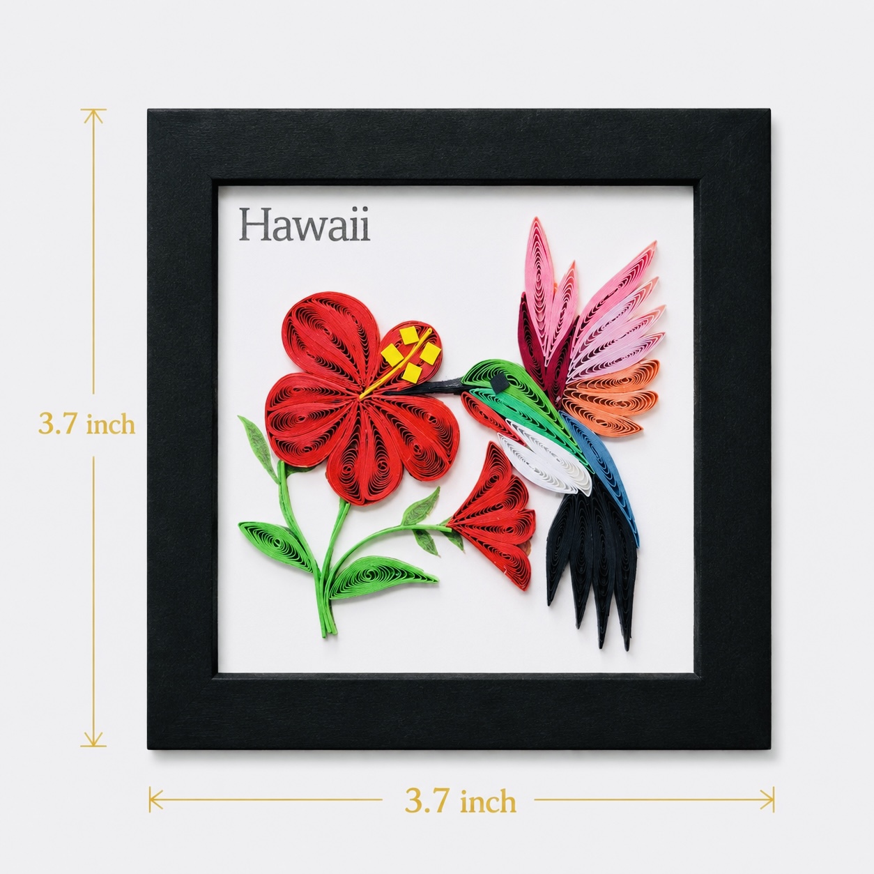 Handcrafted Hummingbird & Hibiscus Quilling Magnet