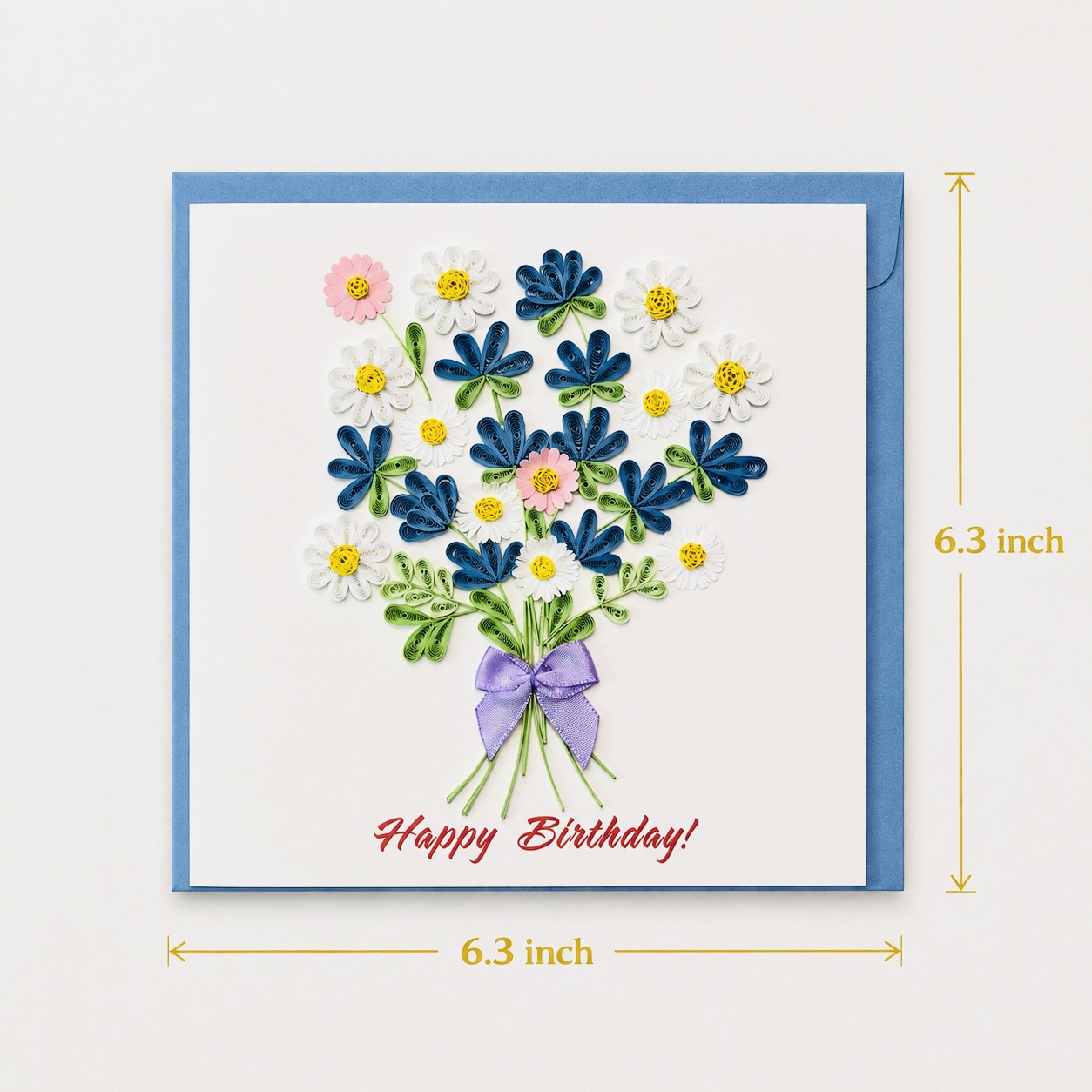 Handcrafted Blue Floral Birthday Quilling Card