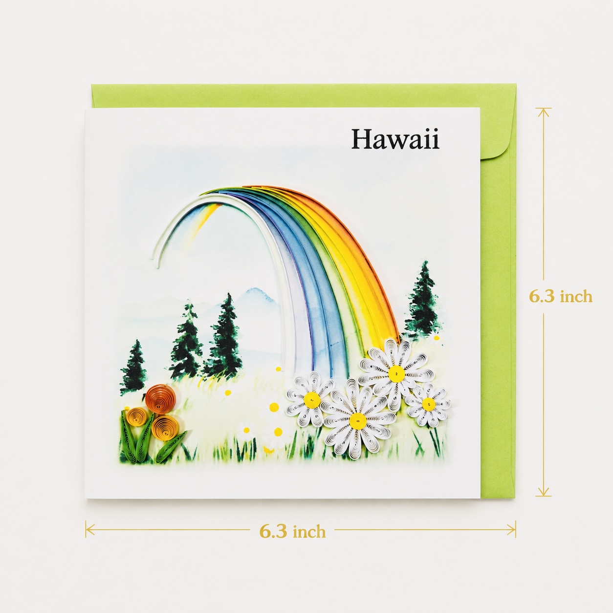 Handcrafted Hawaiian Rainbow Quilling Card