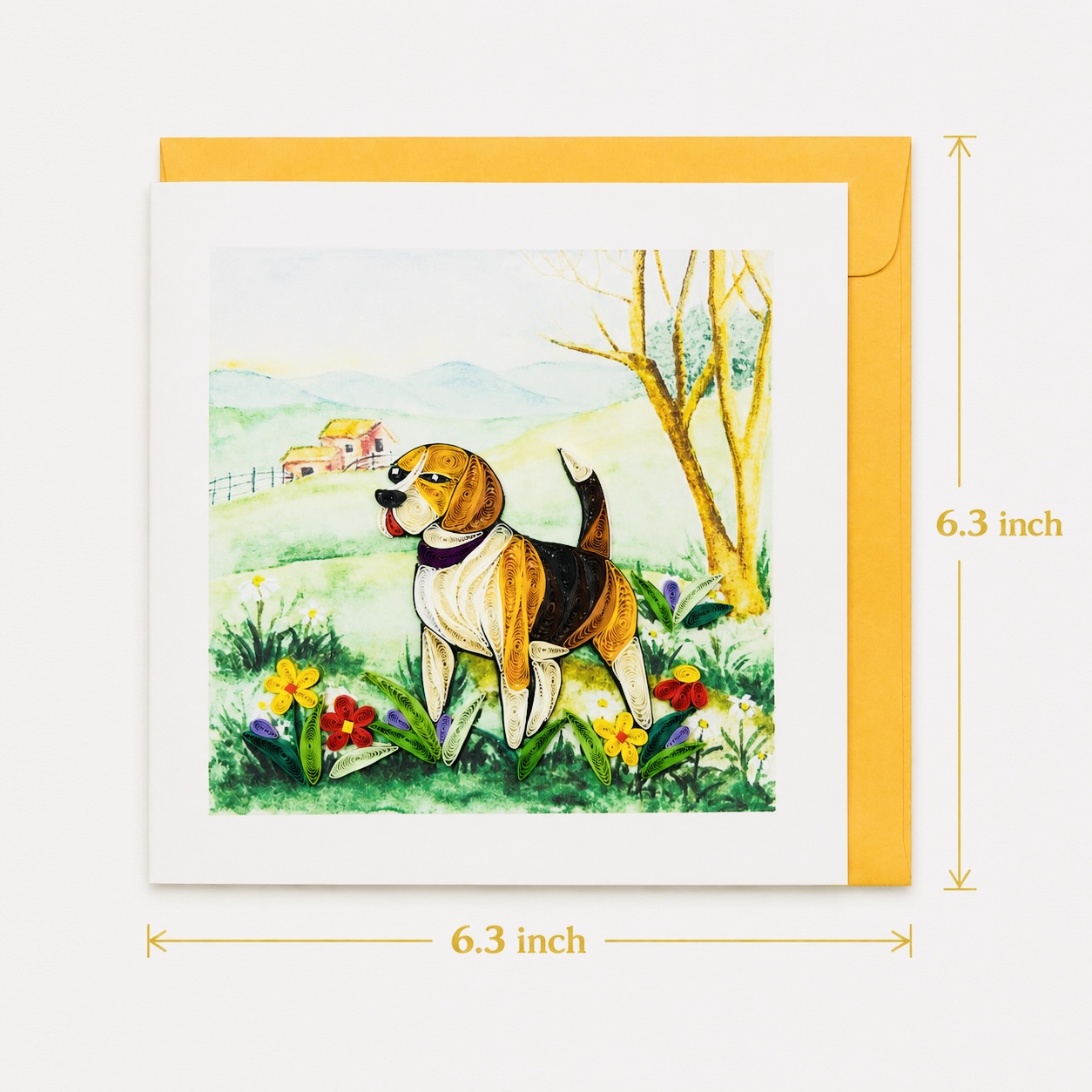 Handcrafted Beagle Quilling Card