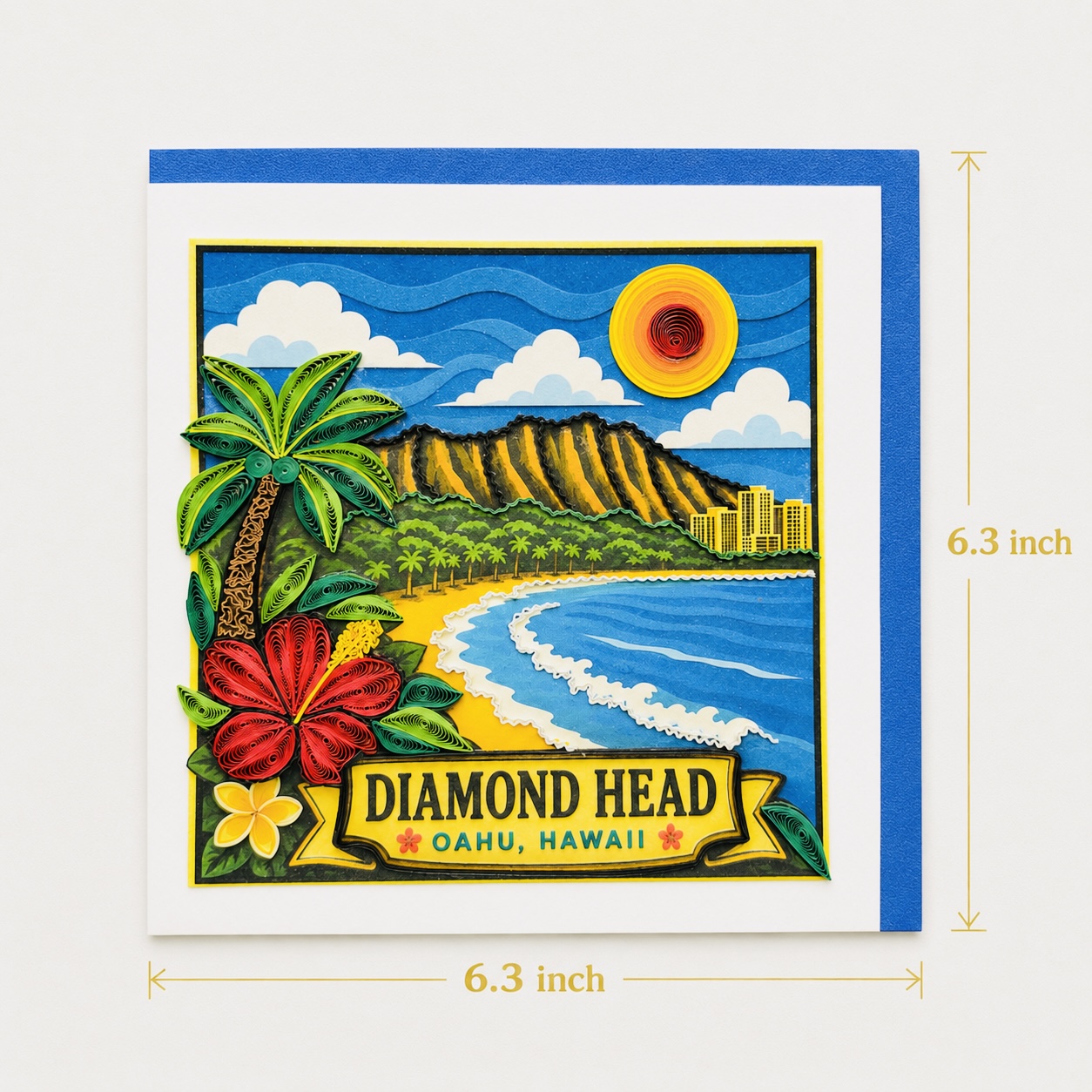 Handcrafted Diamond Head Oahu Quilling Card