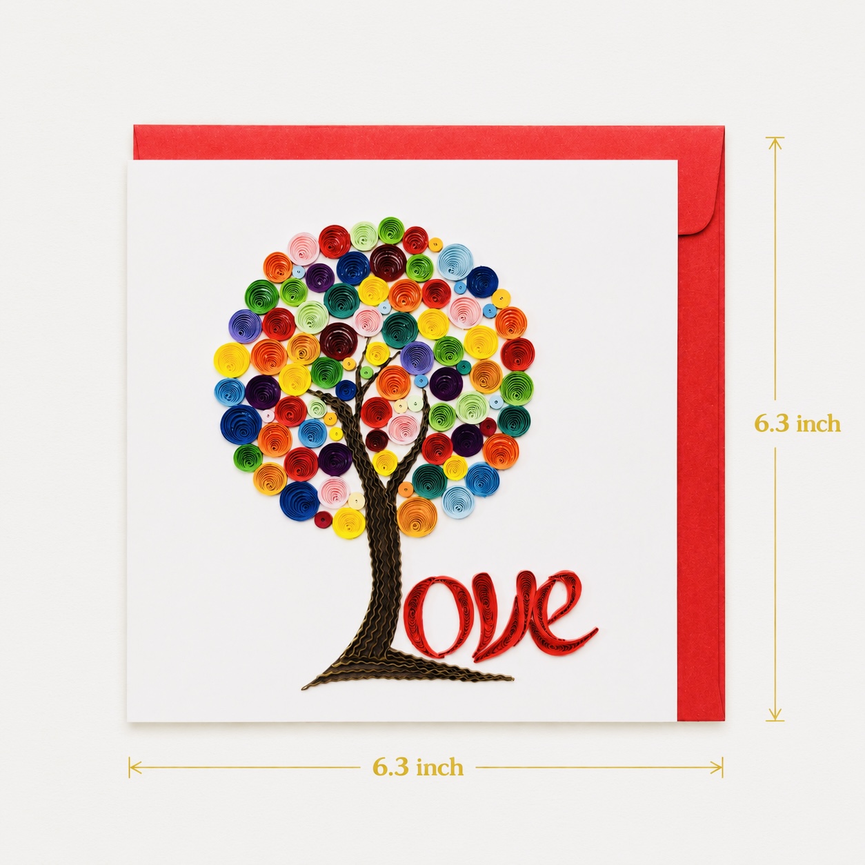 Handcrafted Colorful Love Tree Quilling Card