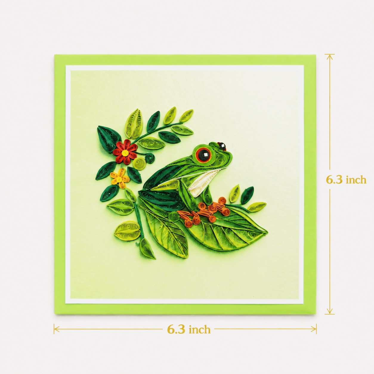 Handcrafted Green Frog Quilling Card
