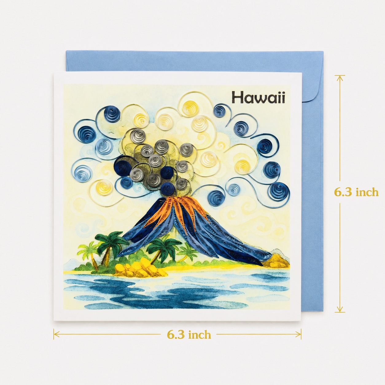 Handcrafted Hawaiian Volcano Quilling Card