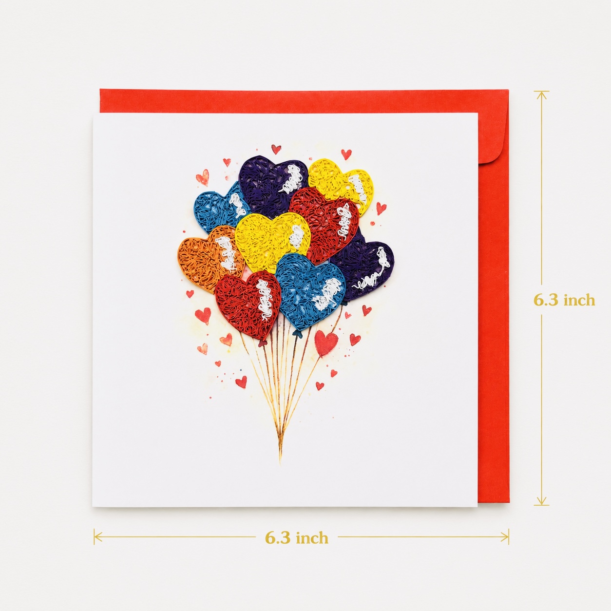 Handcrafted Heart Balloons Quilling Card