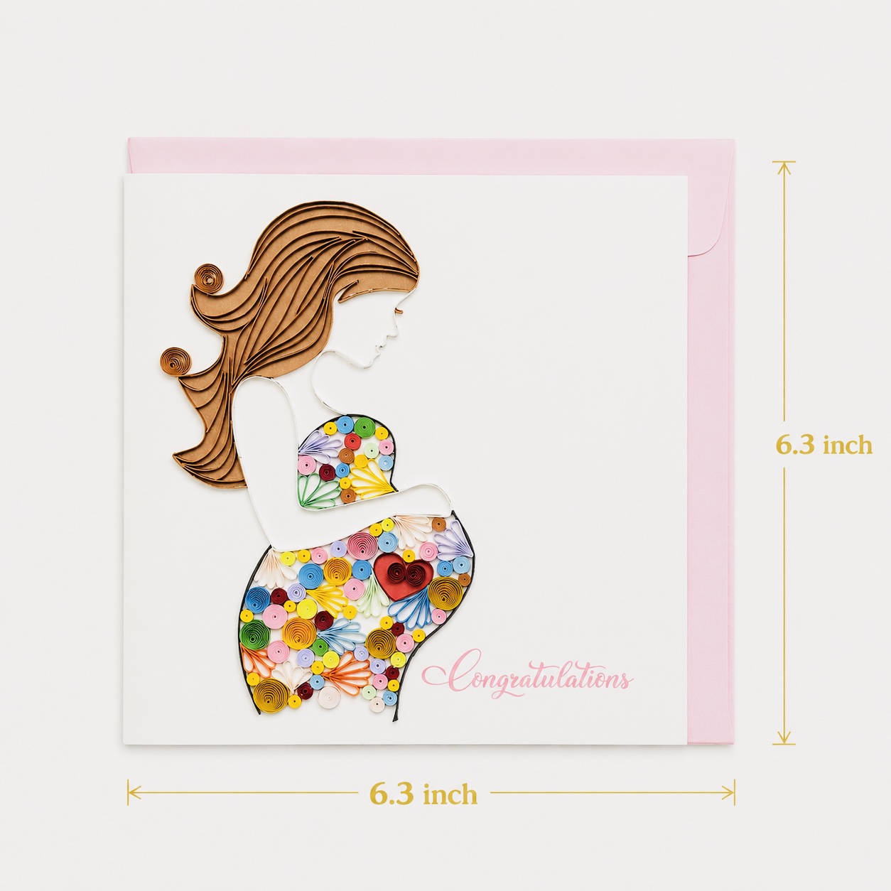 Handcrafted Baby Girl Mom-to-Be Quilling Congratulations Card