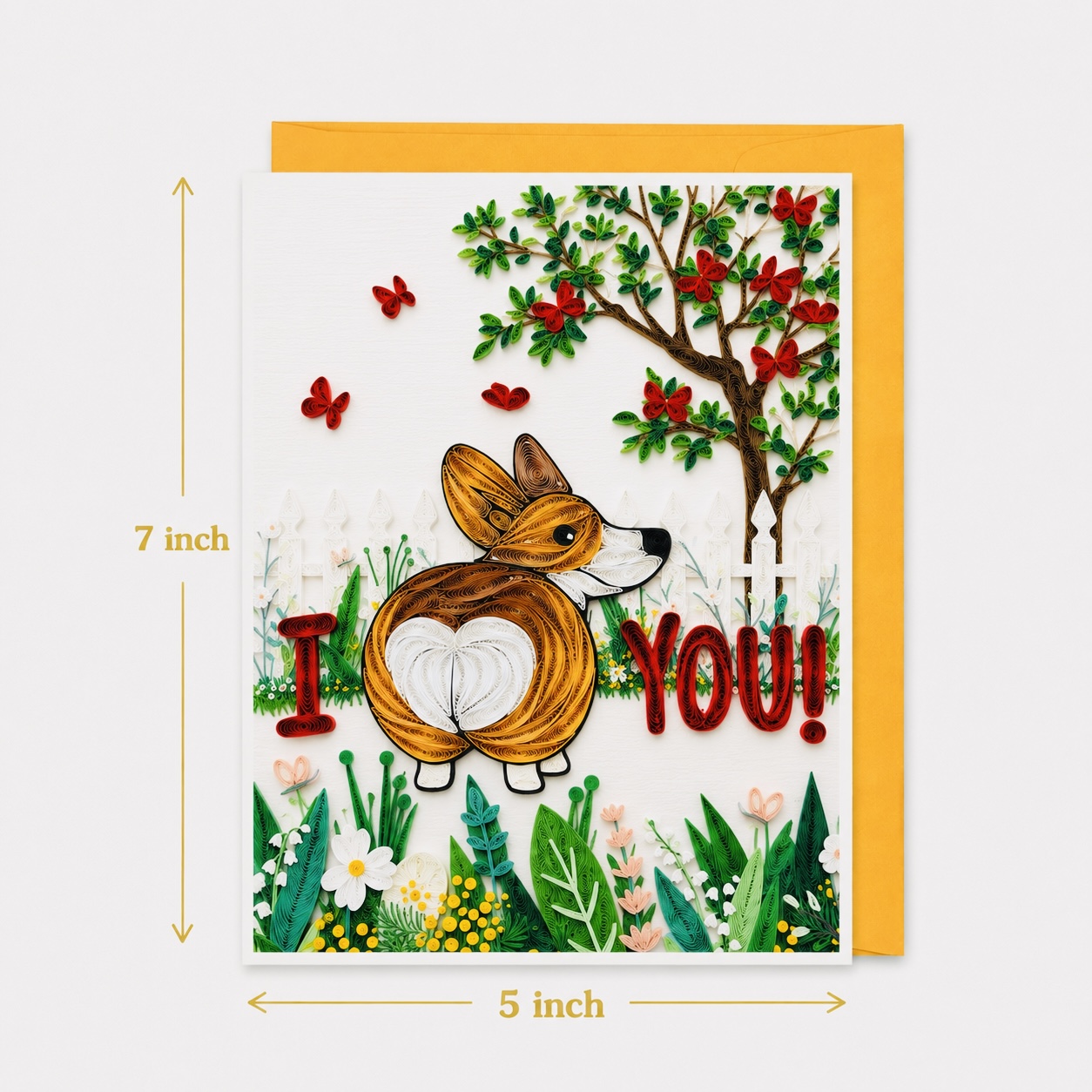 Handcrafted Corgi Love Quilling Card