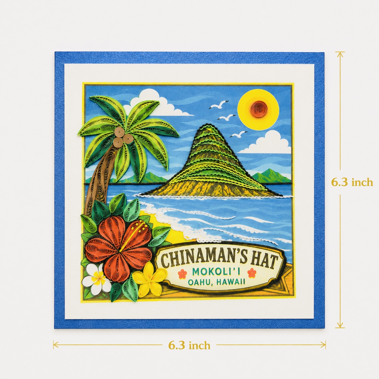 Handcrafted Chinaman’s Hat Hawaii Quilling Card
