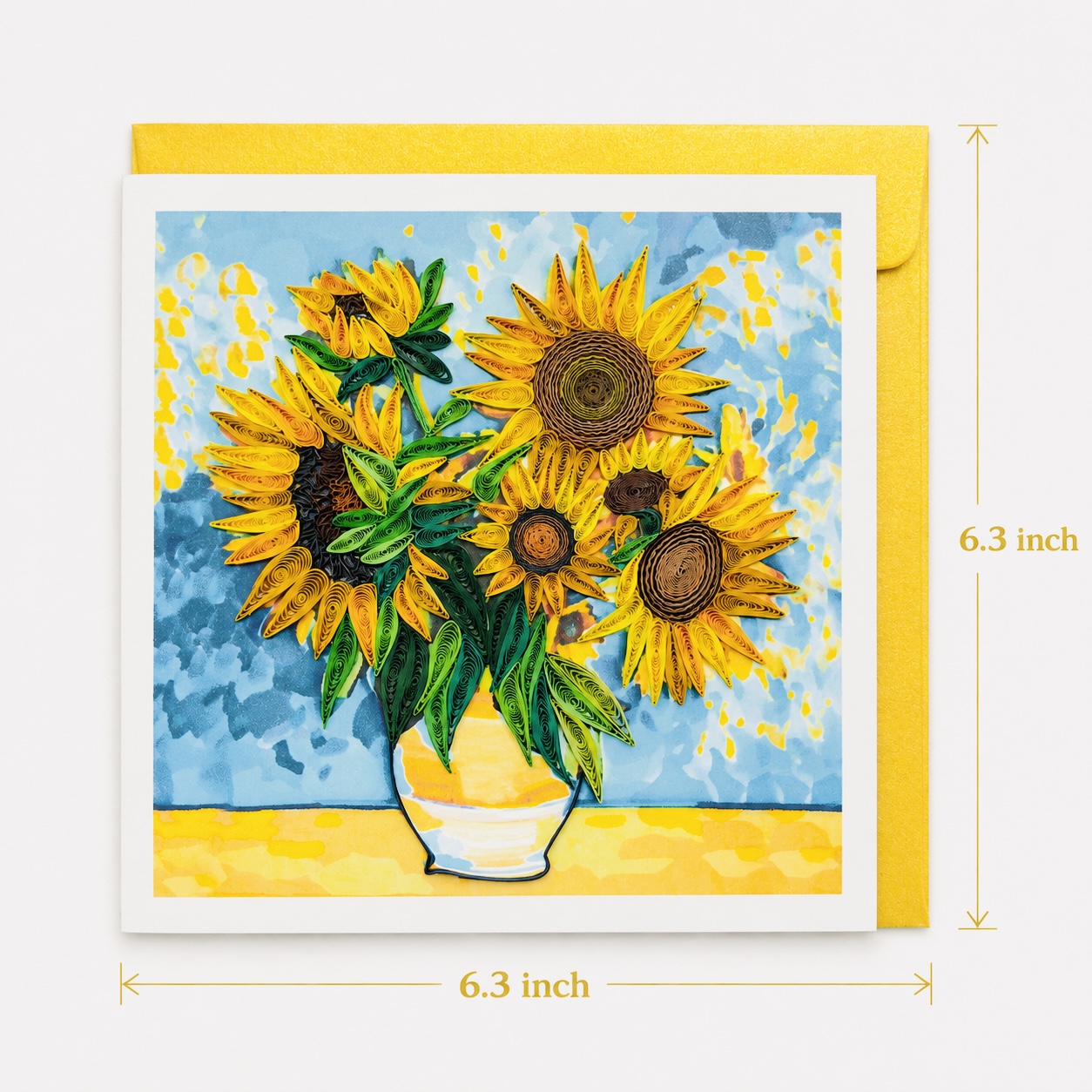 Handcrafted Sunflower Bouquet Quilling Card