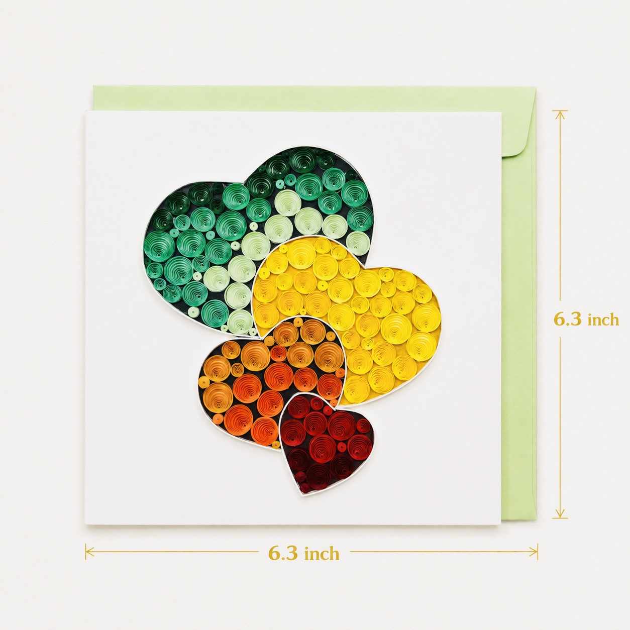 Handcrafted Colorful Hearts Quilling Card