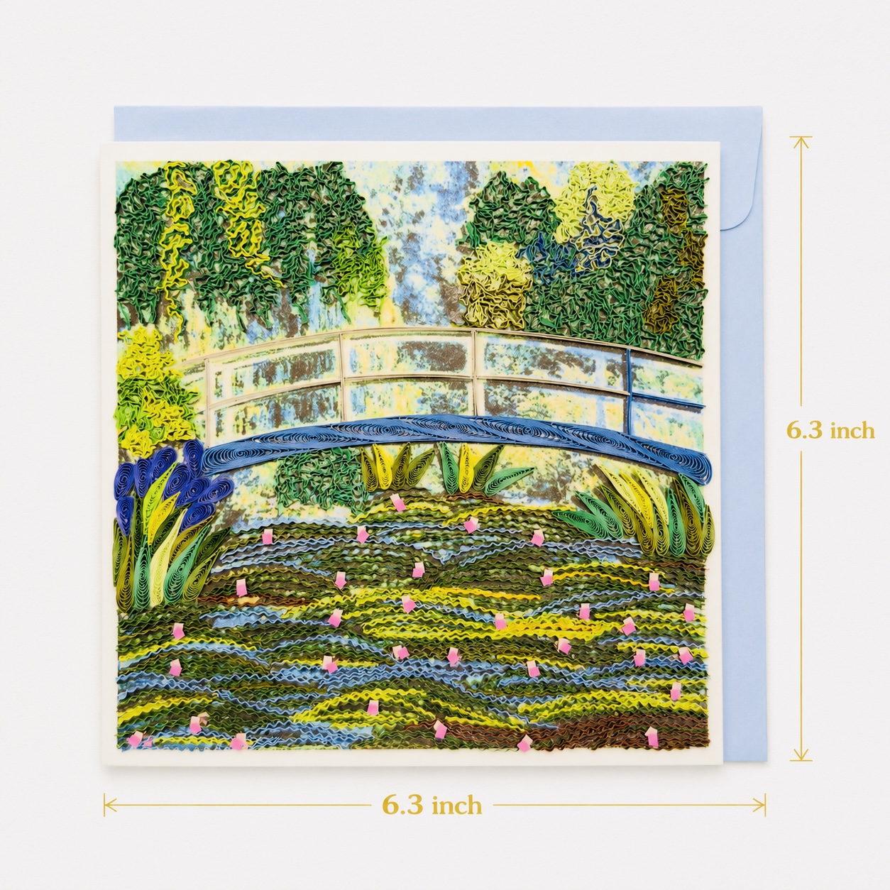 Handcrafted Monet’s Japanese Bridge Quilling Card