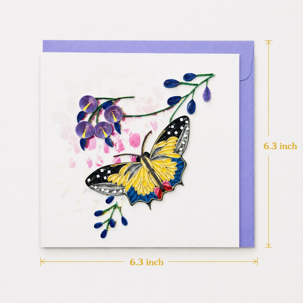 Handcrafted Butterfly & Flowers Quilling Card