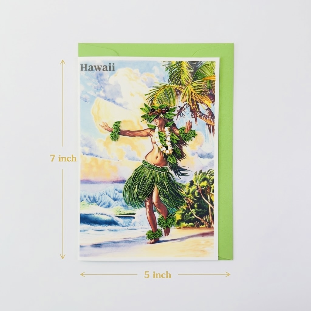 Handcrafted Hawaiian Hula Dancer Quilling Card