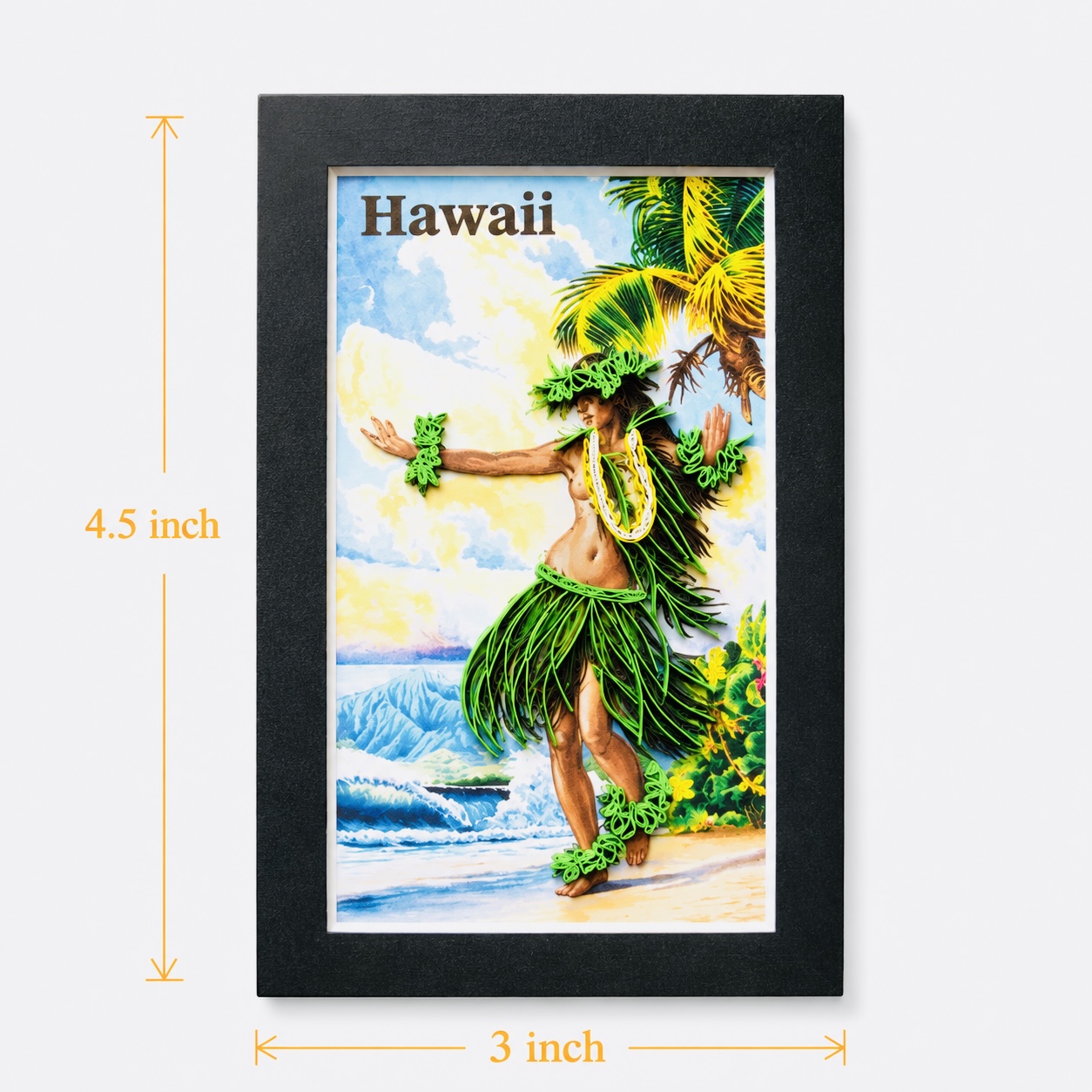 Handcrafted Hawaiian Hula Dancer Quilling Magnet