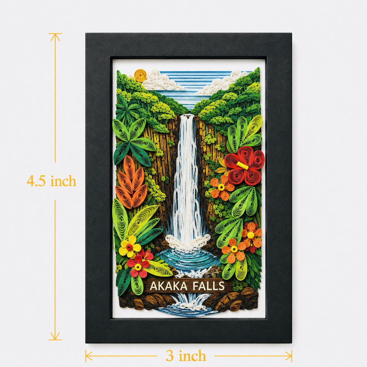Handcrafted Akaka Falls Quilling Magnet