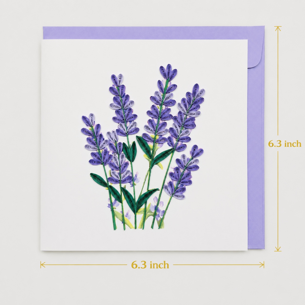 Handcrafted Lavender Flowers Quilling Card
