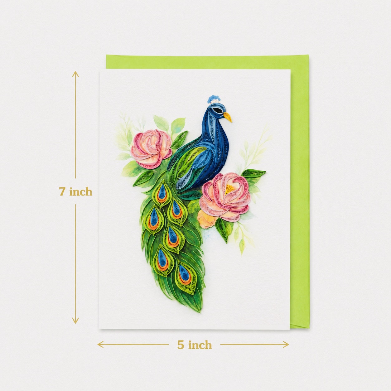 Handcrafted Peacock & Roses Quilling Card
