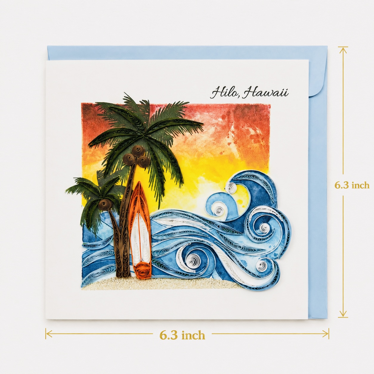 Handcrafted Hawaiian Surf & Waves Quilling Card