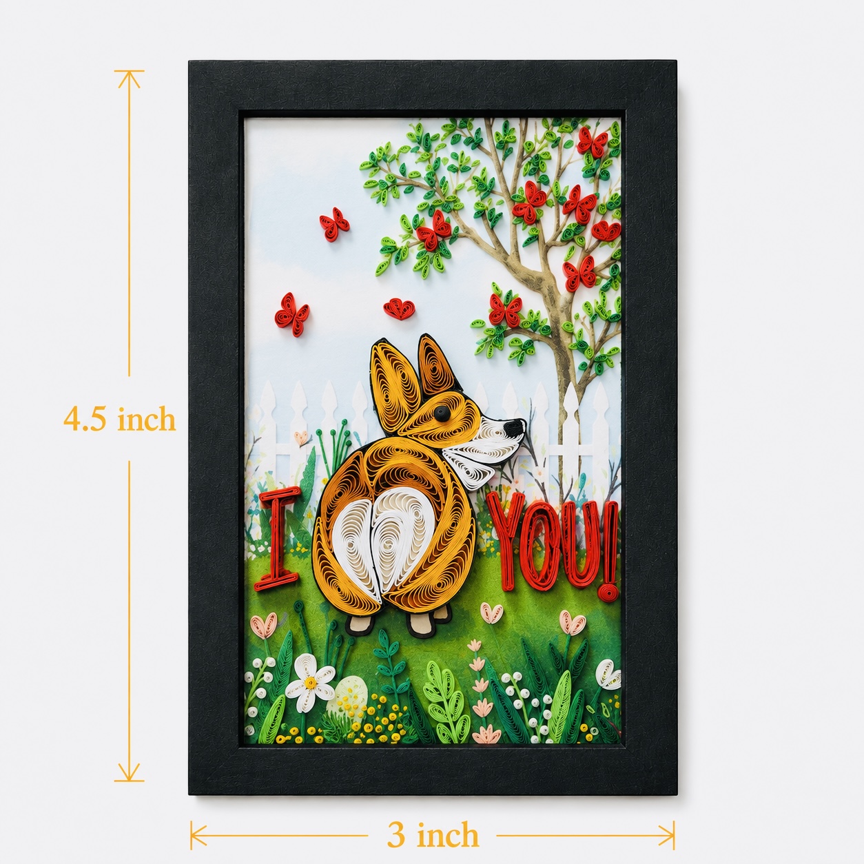 Handcrafted Corgi Love Quilling Magnet
