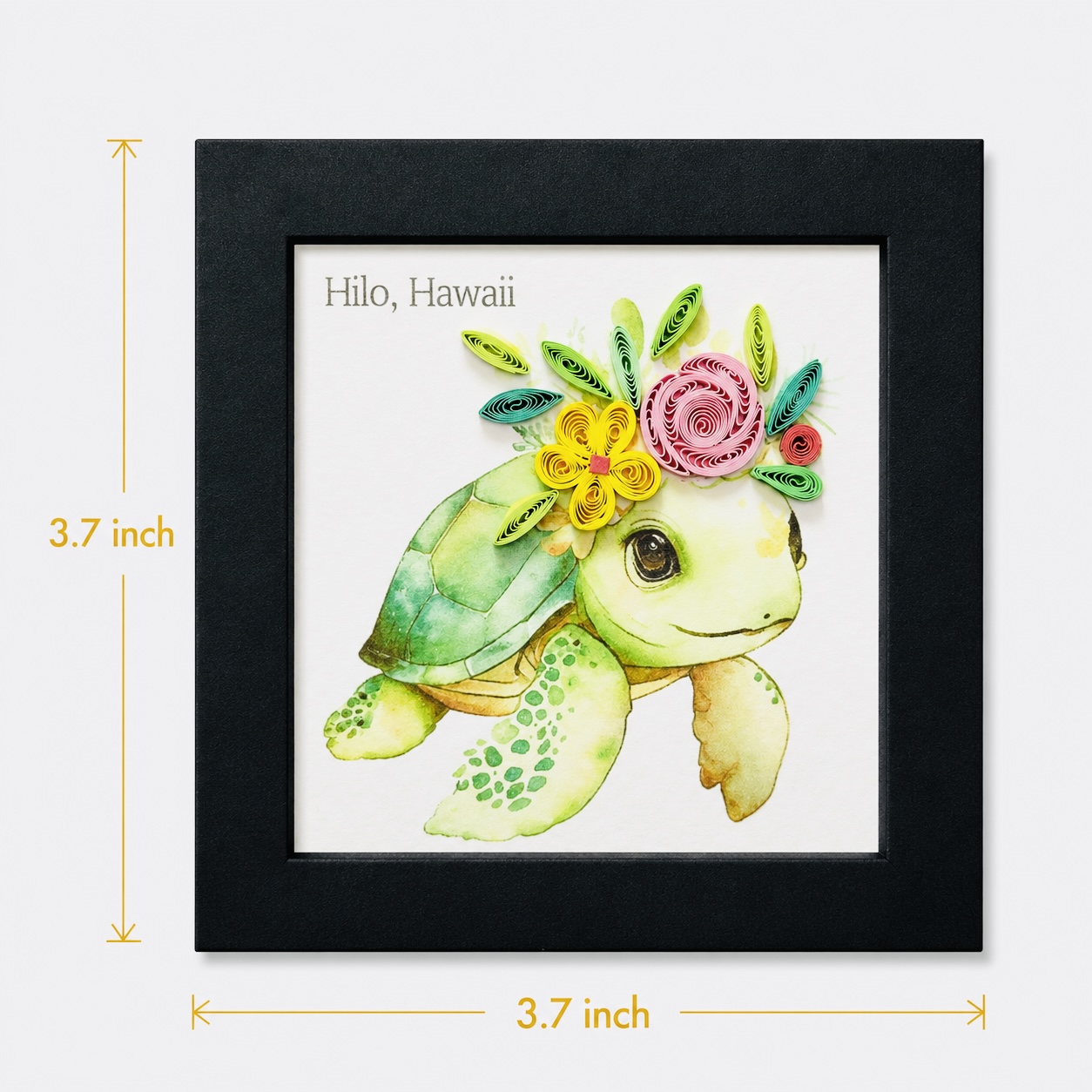 Handcrafted Hawaiian Sea Turtle & Flowers Quilling Magnet