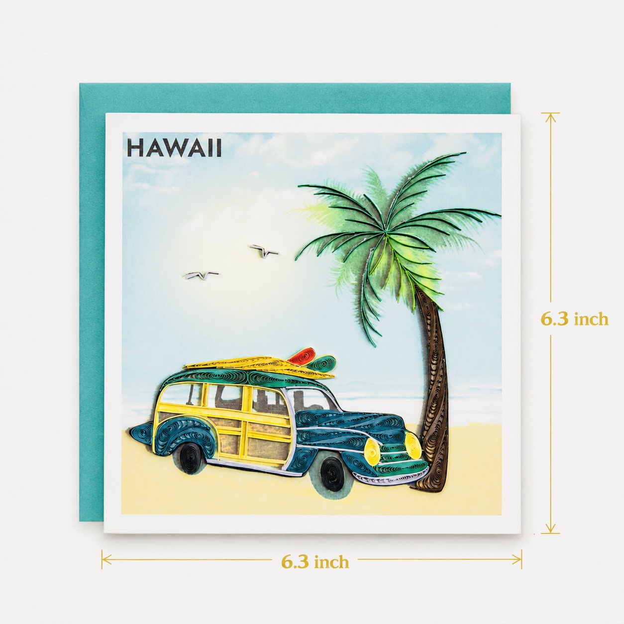 Handcrafted Hawaiian Woody Wagon Quilling Card