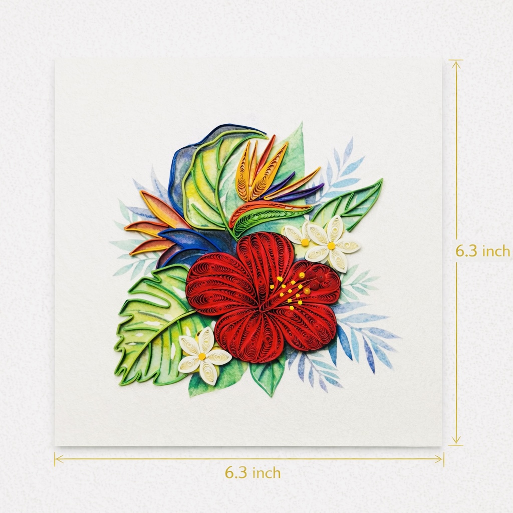 Handcrafted Tropical Hibiscus Quilling Card