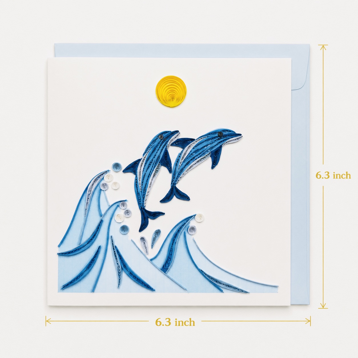 Handcrafted Dolphins & Waves Quilling Card