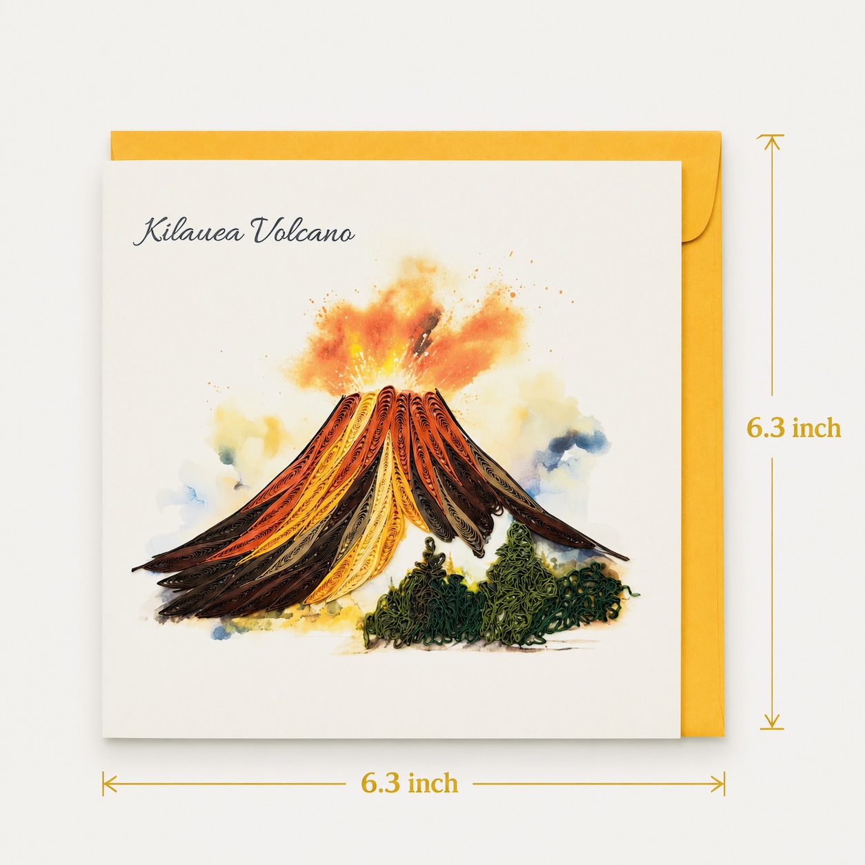 Handcrafted Kilauea Volcano Quilling Card