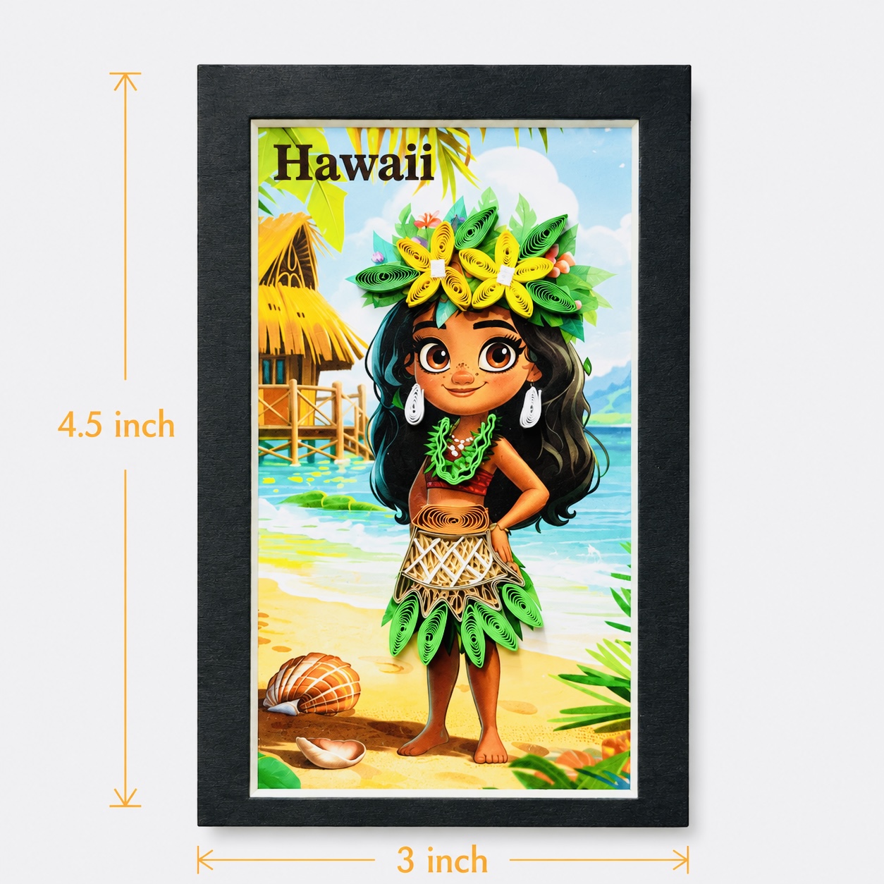 Handcrafted Hula Girl Quilling Magnet